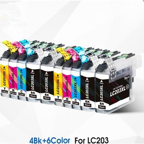 10pcs Compatible LC203 for brother Ink cartridge For MFC-J4620DW MFC-J4320DW MFC-J4420DW MFC-J5520DW MFC-J5620DW MFC-J5720DW ink