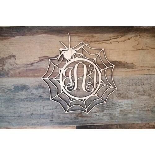 Custom Spider Monogram wood wall decor,Door hanging,party decor,Halloween party decor,Spider web wall decor,Fall or Autumn Decor