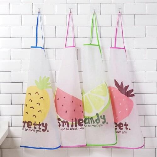 New Transparent Anti-oil Apron Cartoon Fruit Printing Brief Waterproof Adult Kitchen aprons Baking Cooking Accessorie Waist Bib