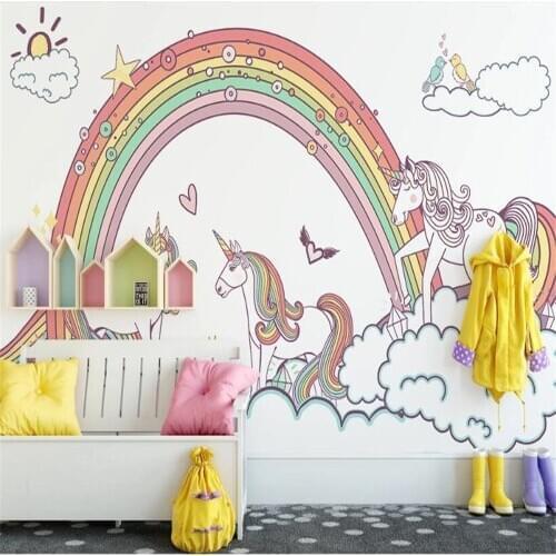 Milofi custom 3D printing wallpaper mural Nordic minimalist cartoon cute animal unicorn childrens house background wall
