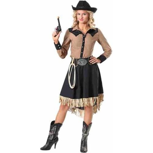 Halloween Party Cowboy Costume For Adult women Cowgirl Cosplay Western Dress Suit Carnival Adult Costumes party role play