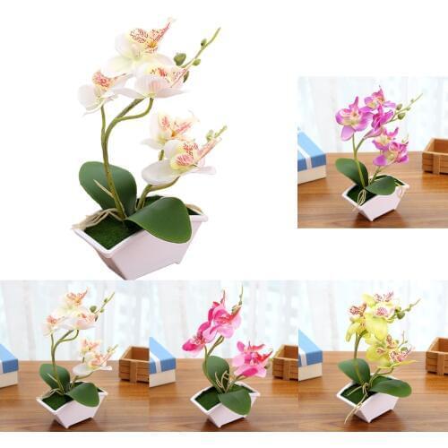 Artificial Orchid Bonsai Faux Flower Indoor Outdoor Office Home Decor White