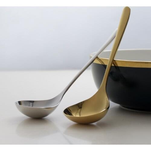 304 Stainless Steel Soup Spoon Thickened Table Spoon Korean style Dinnerware Tableware Kitchen tableware for soup Gold silver