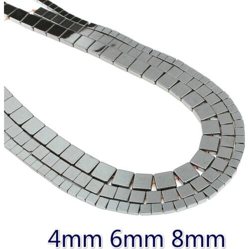 Natural Hematite Magnet Beads Vacuum Plating Square Hematite Beaded DIY Handmade Bracelet Necklace Accessories