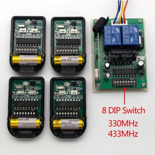 Malaysia 2 Channel SMC5326 DIP Switch Receiver Controller Transmitter 330MHz 433MHz For Garage Gate Door Remote Control