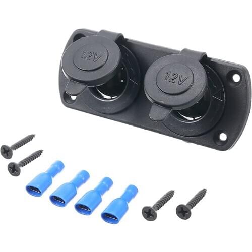 Mayitr 12V Dual Cigarette Lighter Charger Socket with Terminals Charge Panel Adapter For RV Boat Caravan Car Accessories