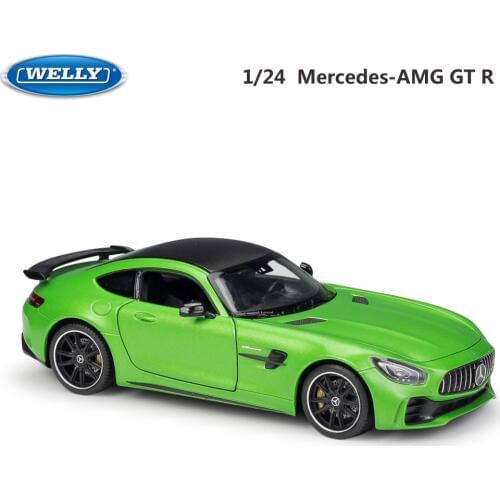 WELLY Model Car Diecast 1:24 Scale Alloy Racing Car Mercedes-Benz AMG GT R Sports Car Metal Toy Car For Kids Toy Gift Collection