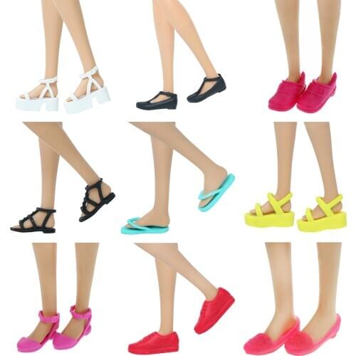 Fashion Modern Flat Shoes High Quality Cute Sandals Mixed Style Colorful Platform Shoes For Barbie Doll Accessories Kids