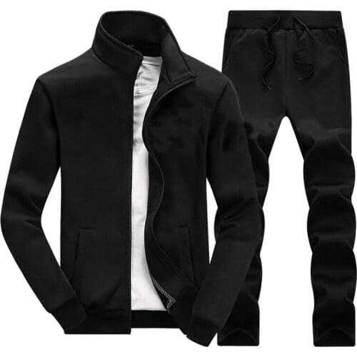 Male New Track Suits Man 4XLSolid Tracksuit Men Spring Casual Mens Set Slim Fit Autumn 2021 Outwear Jacket + Pants 2 Piece Sets