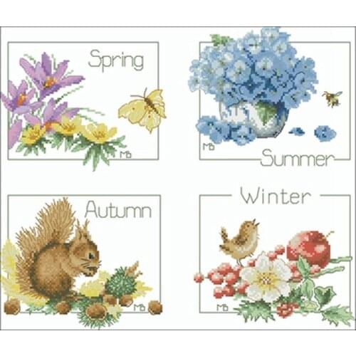 Four seasons spring summer summer autumn winter Counted Cross Stitch 11 14 18CT DIY Cross Stitch Kit Embroidery Needlework Sets