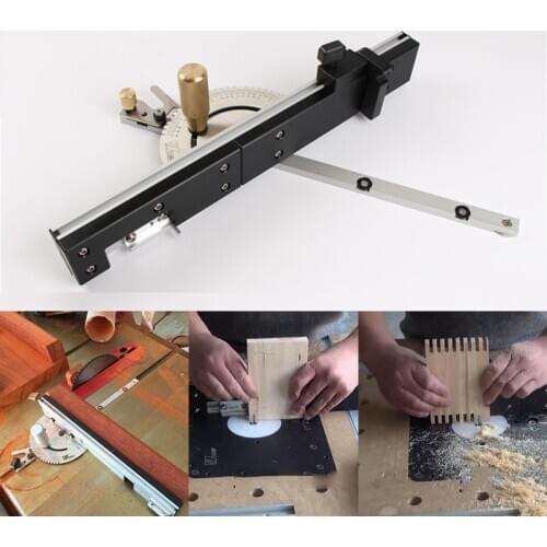 Woodworking Miter Gauge And Box Joint Jig With Adjustable Flip Stop Brass/Aluminum Handle Wood Working DIY Tool Kit w Logo
