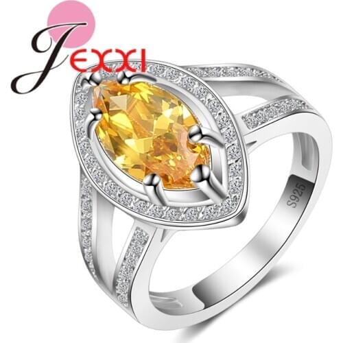 Brand New Luxury AAA Yellow Oval Cubic ZIrcon Mirco Paved Elegant Finger Ring for Women Bridal Wedding Fast Shipping