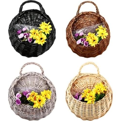 Handmade Woven Basket Natural Wicker Hanging Planter Storage Flower Pots Hanger for Home Garden Wedding Wall Decorations