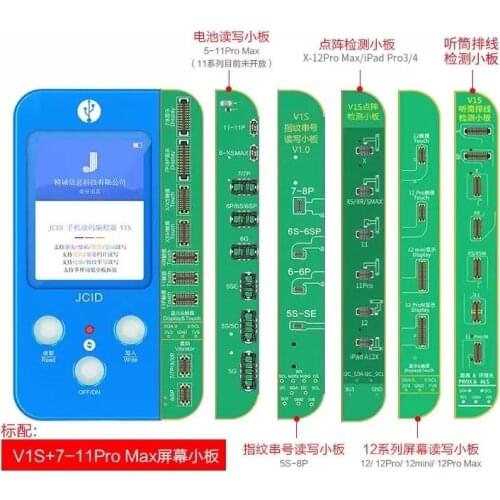 JC V1S for IPHONE 7 8 8P X 11 12 Photosensitive Original Color Touch shock Battery Fingerprint SN Programmer Dot Matrix X-11 max