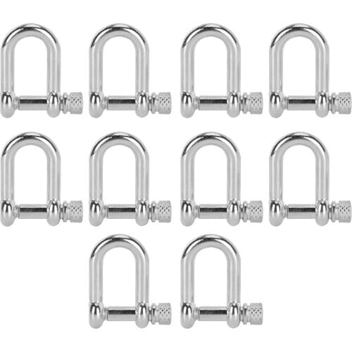 10pcs U Shape Shackle Zinc Alloy D Ring Lock Bow Shackle for Paracord Bracelet Round Head Flat Head