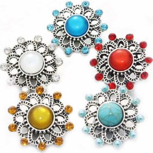 Multicolor Charm Rhinestone Styles Metal Mix Snap Button Fit 18mm Snap Button Bracelets For Woman Charm Jewelry 010312