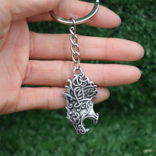 Vintage Howling Wolf Keychain Viking Punk Keyring for Men Women