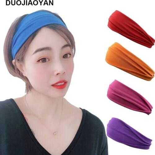 DUOJIAOYAN New Women Sweat headband elastic stretch sport hair band fashion yoga cycling hair accessories