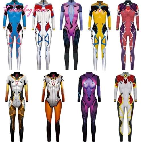 New Black Lily D.VA cosplay Anime Game 3D Printed Women OW Cosplay Costume Zentai Spandex Superhro Halloween Costumes for Women