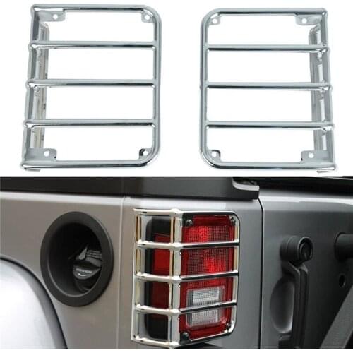 2PCS For Jeep Wrangler JK 07-17 Auto Rear Brake Lamp Hood Car Tail Light Cover Guard Protective Car Chrome Styling Accessories