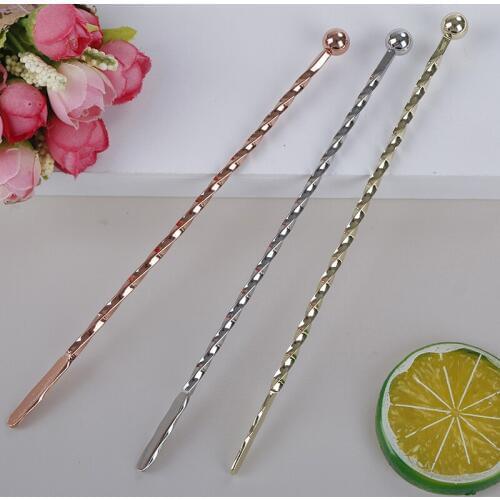3Colors Stainless Steel Ball Frosted Bar Spoon Swirl Marks Drink Mixing Spoons Cocktail Spoon Stirrer Bartender Tools