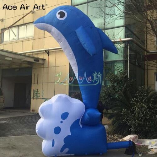 3mH New arrived animal model inflatable dolphin repilca porpoise with stand freely for advertising and decoration