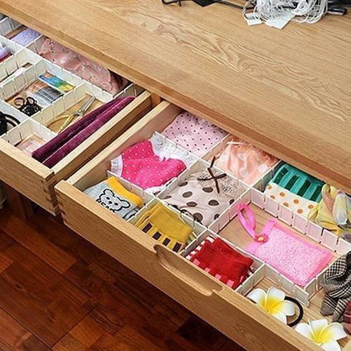 6 Pcs Plastic DIY Grid Drawer Divider Panel Household Storage Partition For Socks Bra Underwear Ties Organizer Cabinet Divider