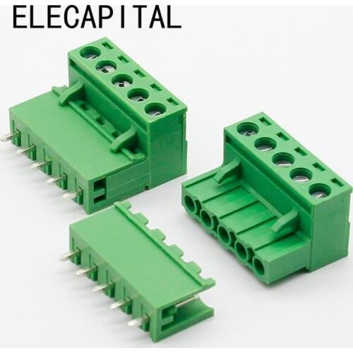 Free shipping 10 sets ht5.08 5pin Terminal plug type 300V 10A 5.08mm pitch connector pcb screw terminal block