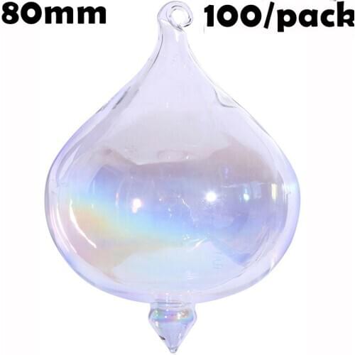 Free Shipping DIY Paintable Christmas Xmas Decoration Ornament/Ball 80mm Rainbow Glass Onion, 100/Pack