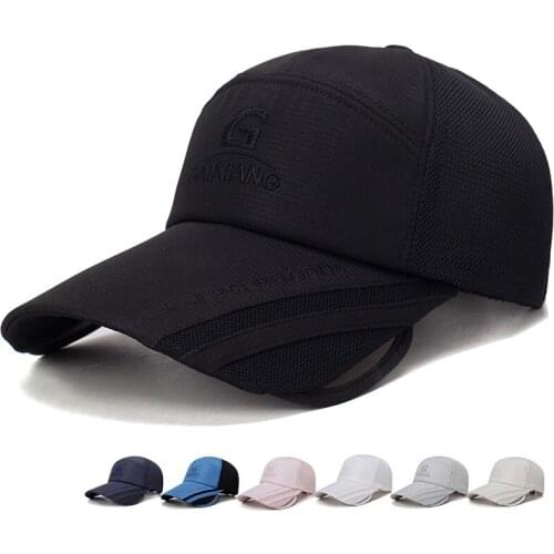 Baseball Cap Tennis Golf Cap Wide Retractable Brim Breathable Mesh Outdoor Fishing Camping Beach Sun Hat Hip Hop Cap