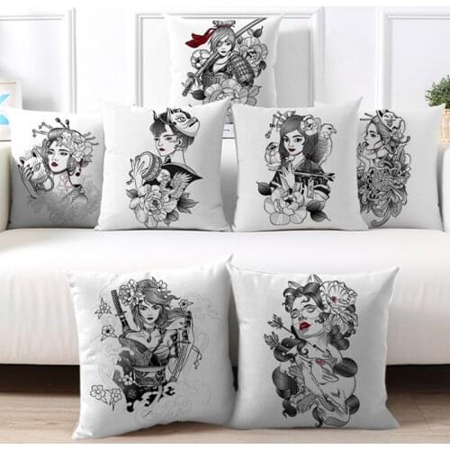 Fuwatacchi Game Goddess Pattern Cushion Cover Study Room Office Sofa Chair Decoration Comfortable Nap Pillow Case 45x45cm