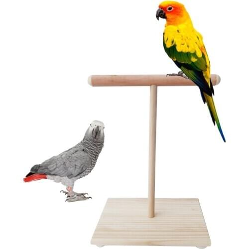 Wooden Parrot Perch Toy T Stand Perch Bird Training Paw Grinding Toys Pet Cockatiel Cage Nest Play Platform Bird Supplies C42