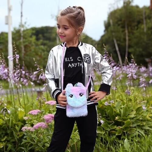 Cartoon Unicorn Kids Crossbody Bag Soft Plush Children Shoulder Bag Cute Girls Coin Purse Women Travel Phone Bag