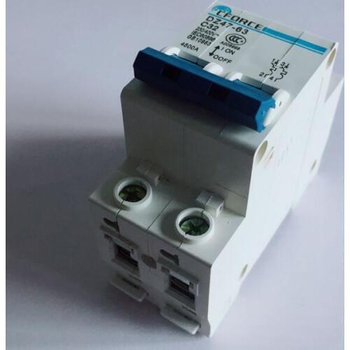 DZ47-63 AC400V 4500A 2P Miniature circuit breaker household Earth Leakage protector protect air swit10A 16A 20A 25A 32A 40A 63A