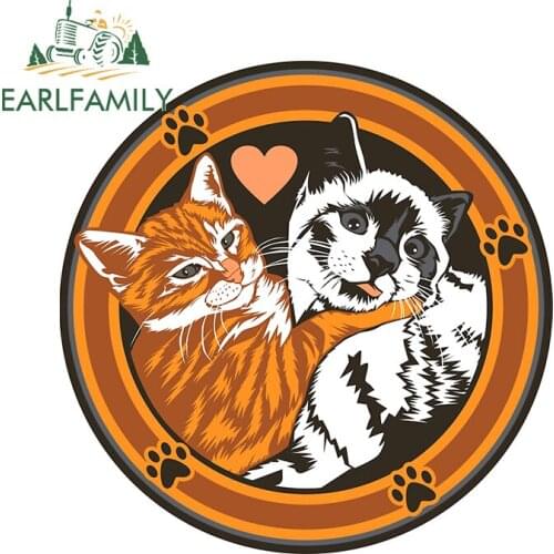 EARLFAMILY 13cm x 11.9cm for Funny and Cute Cat Couple Car Stickers Motorcycle Waterproof Custom Printing Window Vehicle Decal