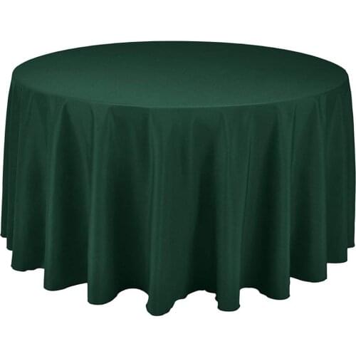 Hot Sale 275cm Round Hunter green Polyester Plain Table Cloth For Wedding Party Banquet Decoration