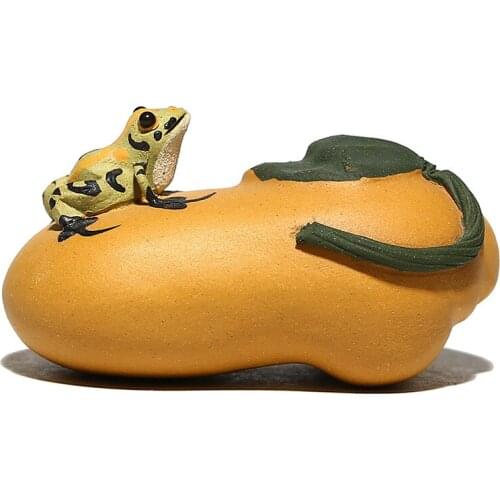 Chinese Yixing Creative Design of New Frog Lotus Seedpod Purple Sand Tea Pet Relax Mood Frog Tea Play Ornaments Set Gift
