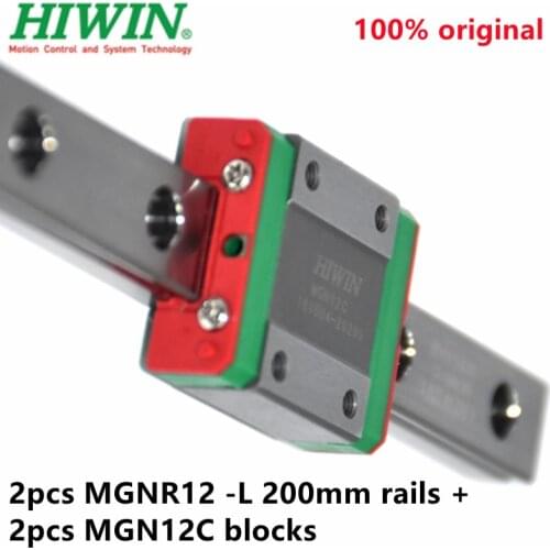 2pcs Taiwan Original HIWIN linear guide rail MGN12 -L 200mm + 2pcs MGN12C mini sliding blocks for CNC kit MGNR12