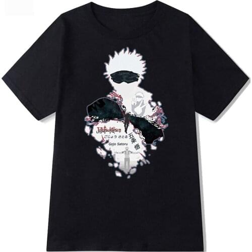 Jujutsu Kaisen Fashion T-shirt Men Cute Anime Harajuku T Shirt Cool Gojo Satoru Graphic Tshirt Hip Hop Top Tees Male