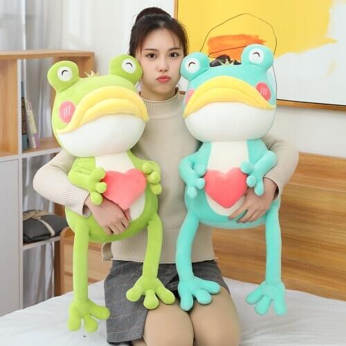 45-95cm Creative Soft Green Blue Frog Plush Toys Cartoon Stuffed Animal Doll for Kids Funny Birthday Gift for Children Girls
