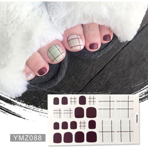 22tips/set Full Cover Nail Stickers Wraps Decoration DIY for Beauty Nail Art Decals Plain Stickers Self Adhesive Nail Stickers