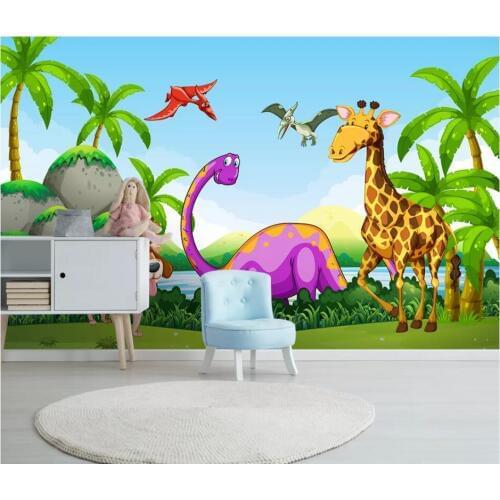 WDBH custom mural 3d photo wallpaper Modern hand drawn dinosaur giraffe children room home decor 3d wall murals wallpaper