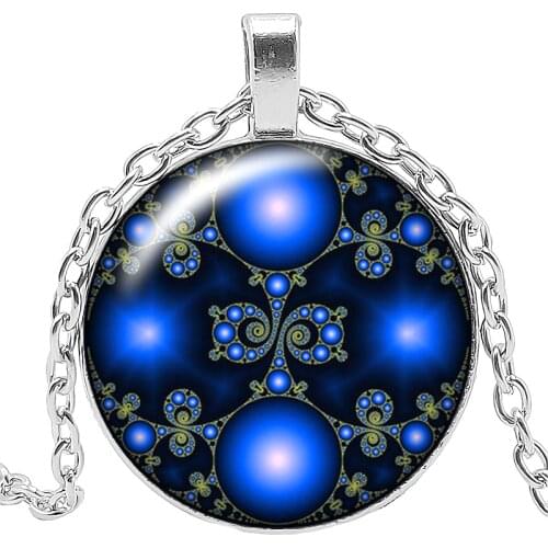 2019 New Ethnic Style Sacred Geometry Mandala Necklace Jewelry Pendant Crystal Convex Round Glass Necklace Childrens Gift