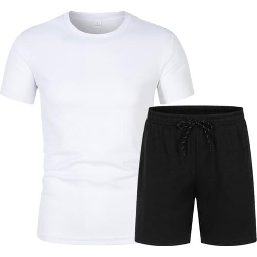 2021 New Young Breathable Casual Comfortable Suit Summer Fitness Quick-Drying Solid Color O-Neck Sports SuitRunningJoggingSpring