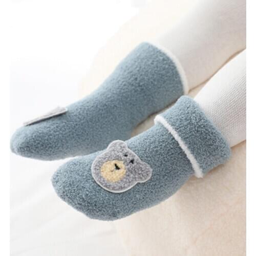 2021 NEW Autumn and winter Thickened Warm Childrens Socks Coral Fleece Baby Tube Socks Non-slip Baby Floor Socks Newborn Socks