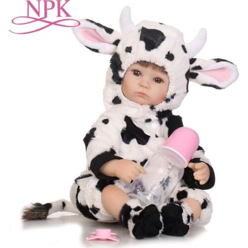 NPK new popular 40cm cotton body lifelike newborn baby girl with Dairy clothes suit Silicone Reborn baby dolls