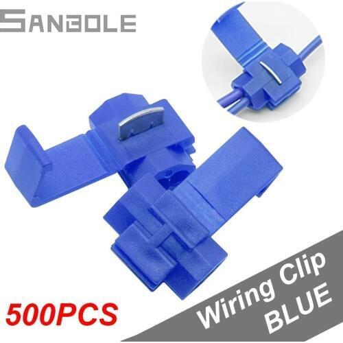 Crimp Terminal Blue Fast Wire Connector Joint Non Destructive Connection Clip Scotch Lock Quick Splice 1.5-2.5mm2 (500PCS)