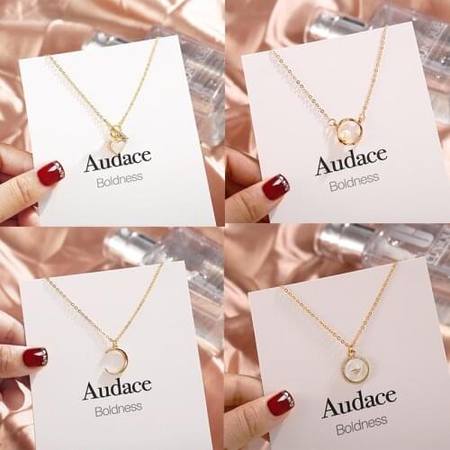 Simple Gold Geometric Double Circle Pendant Necklace For Women Minimalism New Design Irregular Clavicle Chain Necklace Jewelry