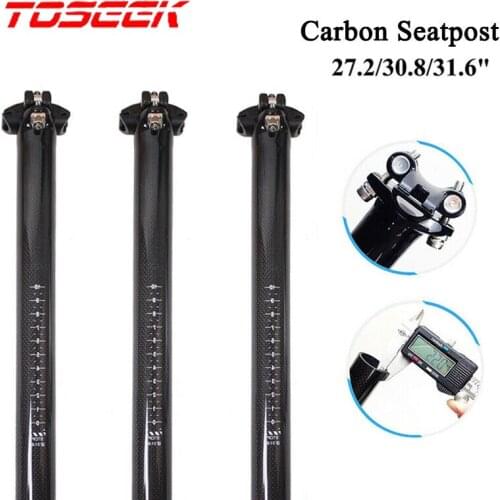 TOSEEK Carbon MTB Seatpost 27.2/30.8/31.6" Bright Glossy Seat Post Carbon Fiber 350/400mm Bicycle Seatpost Cycling Accessories