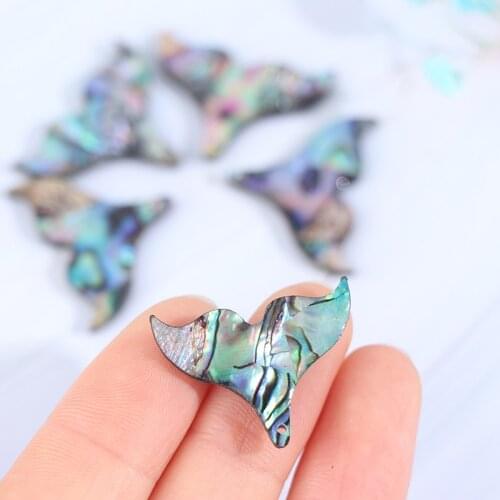 5PCS Natural Abalone Shell Fish Tail Pendants Charms Mother of Pearl Shell for DIY Jewelry Making Fishtail Seashell Gift 2.5x2cm